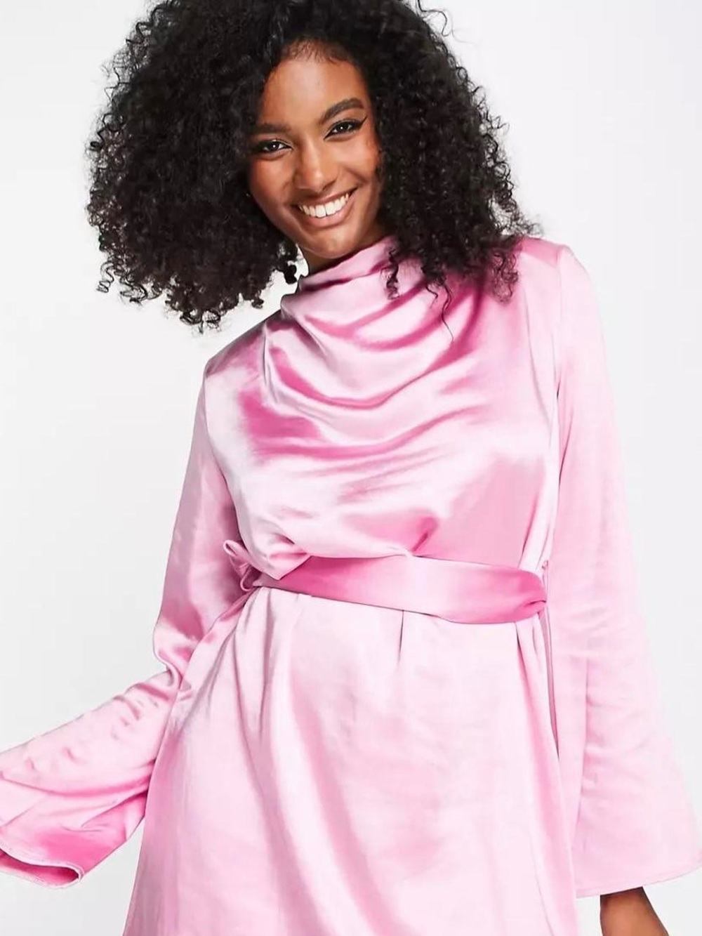 Asos pink cowl pretty lavish satin dress size small